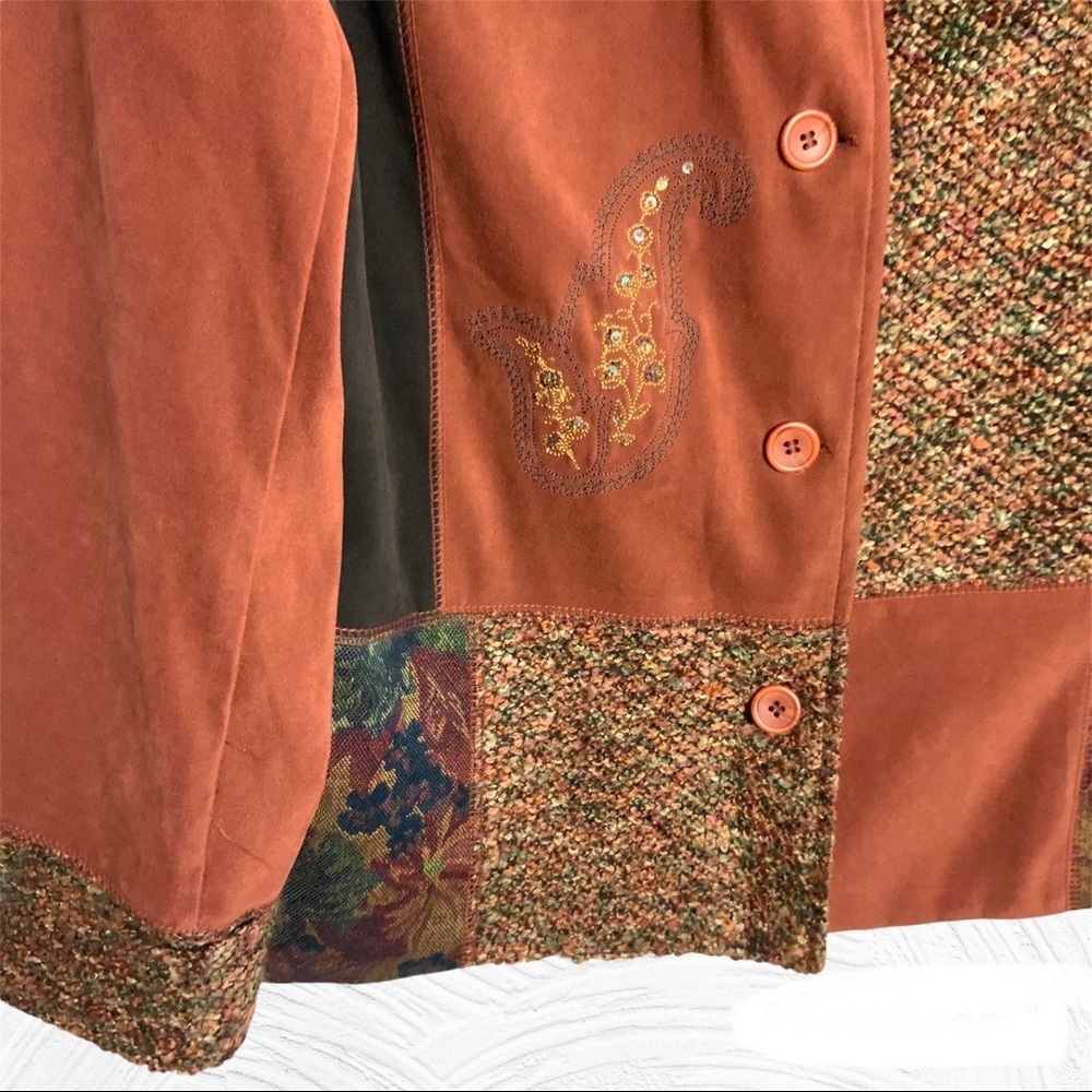 Notations Vintage Rust Patchwork Pant Suit Wm L/X… - image 6